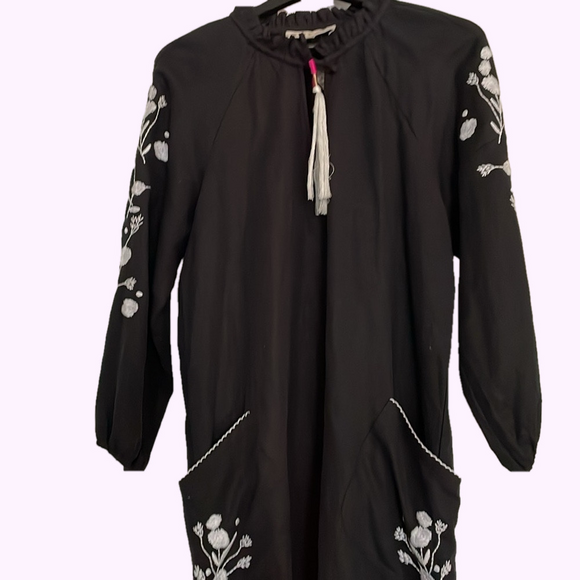 Dolan at Anthropologie Dresses & Skirts - Dolan at Anthropologie Shift Dress Black White SizeM Embroidered Baggy Bohemian